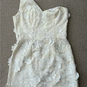 Dress the Population Cream One Shoulder Floral Dress